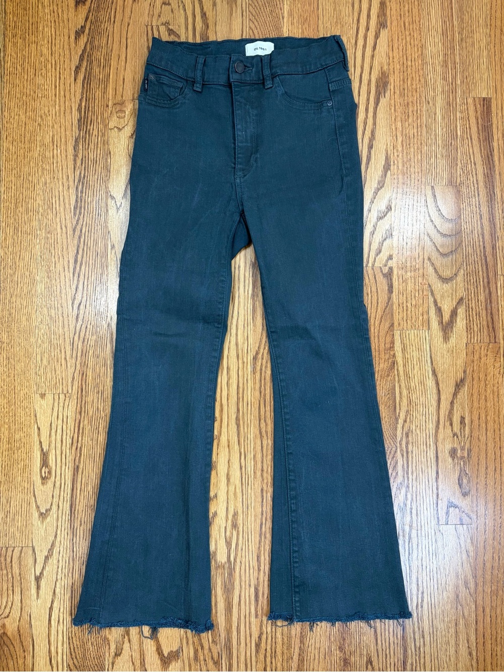 DL1961 Bridget Boot High-Rise Black Flare Raw Hem Jeans (27) - Picture 7 of 14